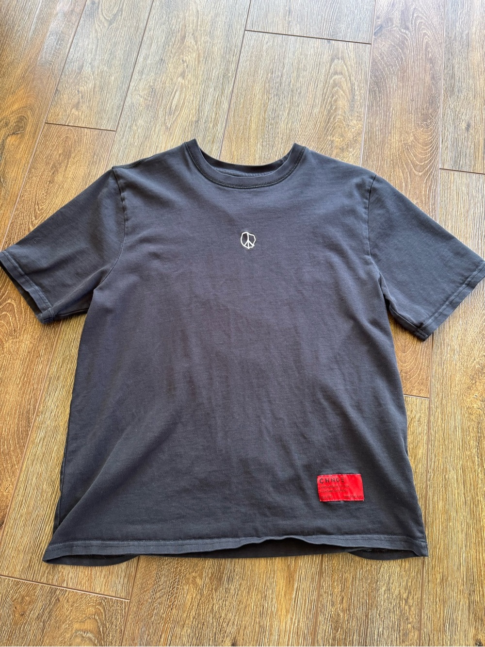 CHNGE Black PEACE Tee with Red Brand Patch Unisex